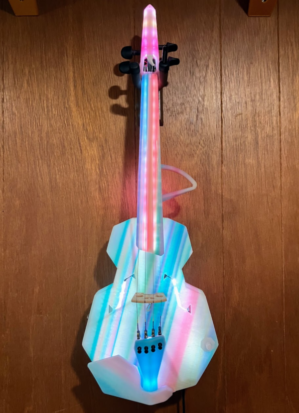 Strata Glow LED-lit 4-String Acoustic-Electric Violin - Faded Rainbow - Image 3